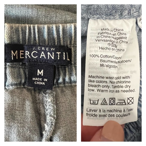 J. Crew Mercantile Chambray Pants Size M Drawstring Pockets Wide Leg Cropped - Picture 6 of 8